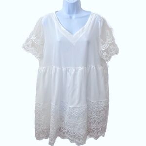 No Label, White Baby Doll, Tiered Lace Dress